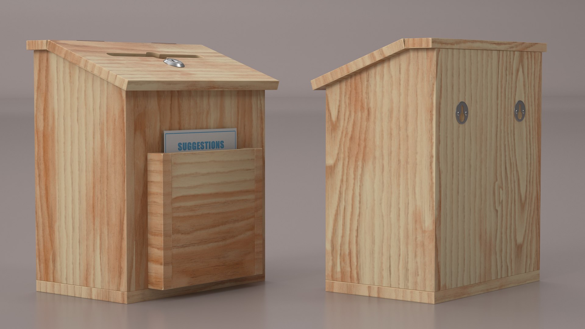 Natural Pinewood Ballot Comment Box With Card 3D Model - TurboSquid 2209232