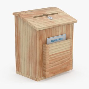 Natural Pinewood Ballot Comment Box with Card 3D model