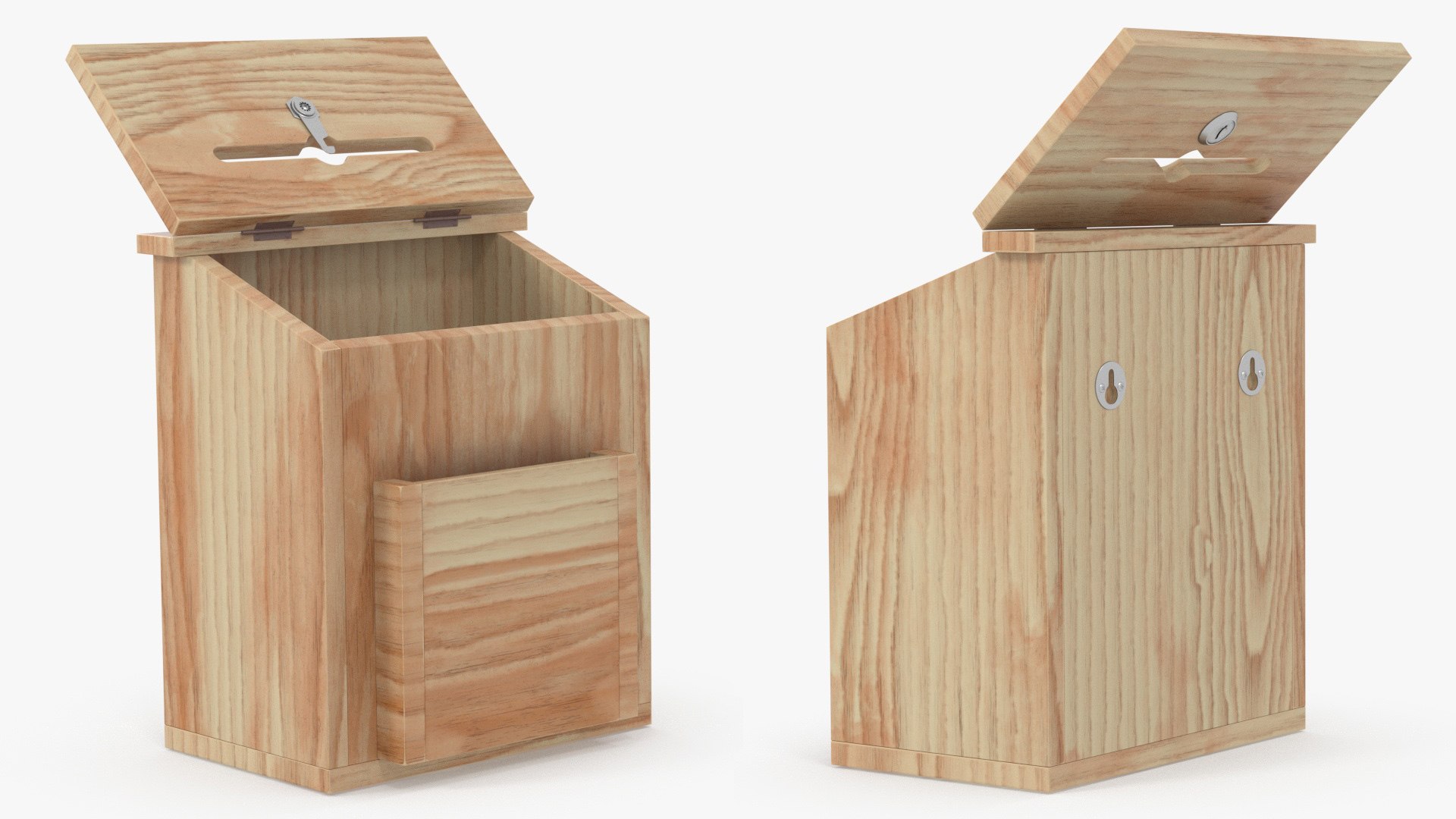 Natural Pinewood Ballot Comment Box With Card 3D Model - TurboSquid 2209232