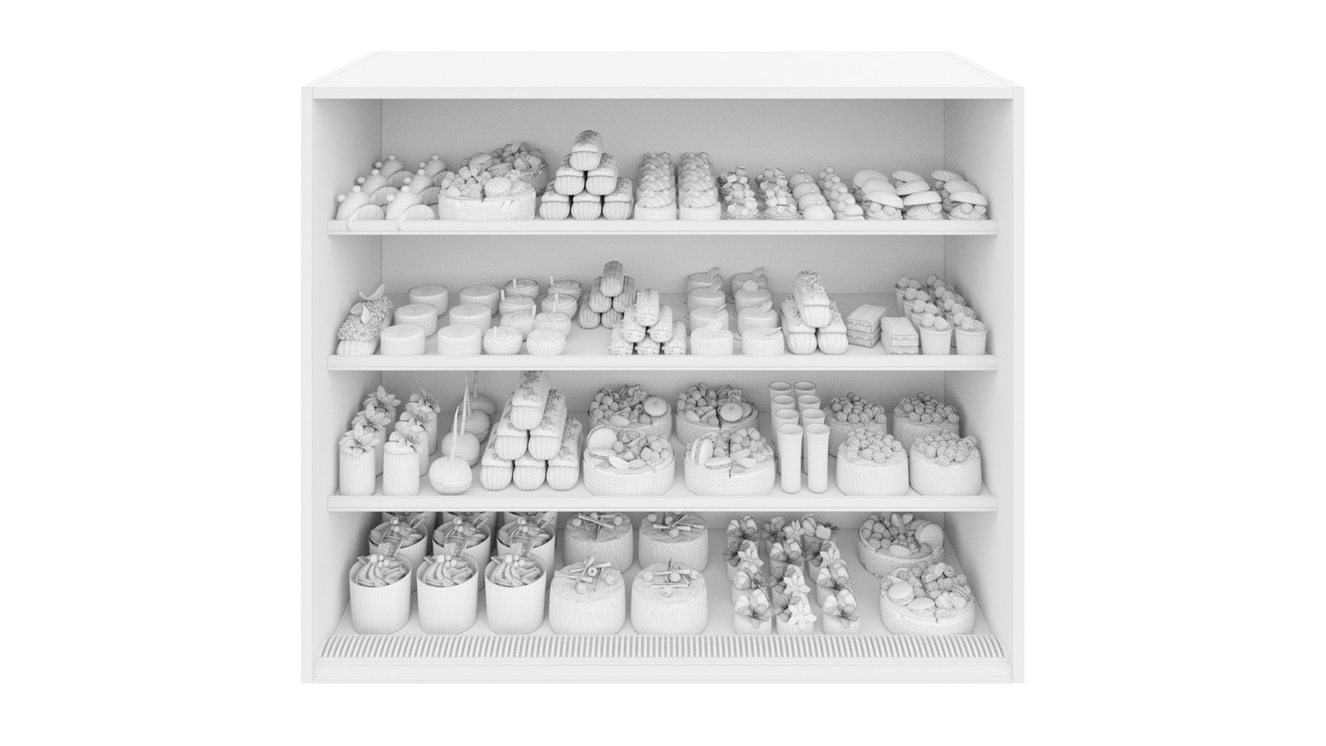 Showcase With Desserts Cakes And Pastries 3D Model - TurboSquid 2008713