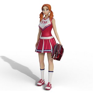Cartoon Cheerleader Rigged Animated Blender with Unity