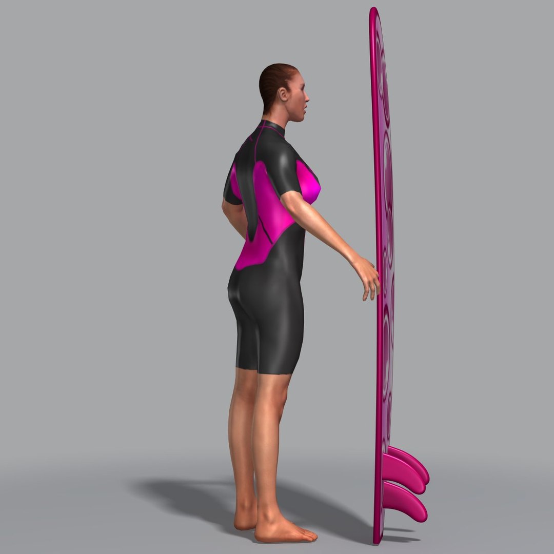 3d Model Surfer Surfboard