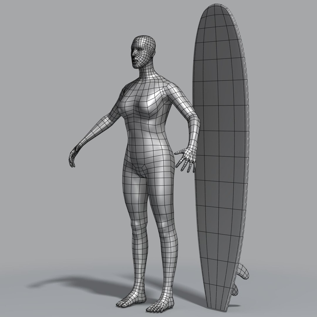 3d Model Surfer Surfboard