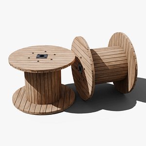 large wooden Cable spool drum or cable reel 3D model 3D model