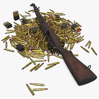 M1 Garand US Rifle with En Bloc Clips Brown