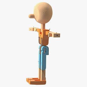 Colored Wooden Character Rigged for Maya 3D model