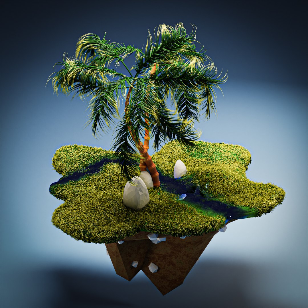 3D Model Isometric Floating Island - PALM TREE - TurboSquid 2330371
