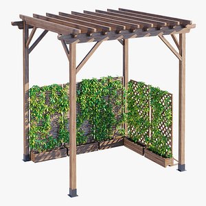 3D Wood Garden Pergola