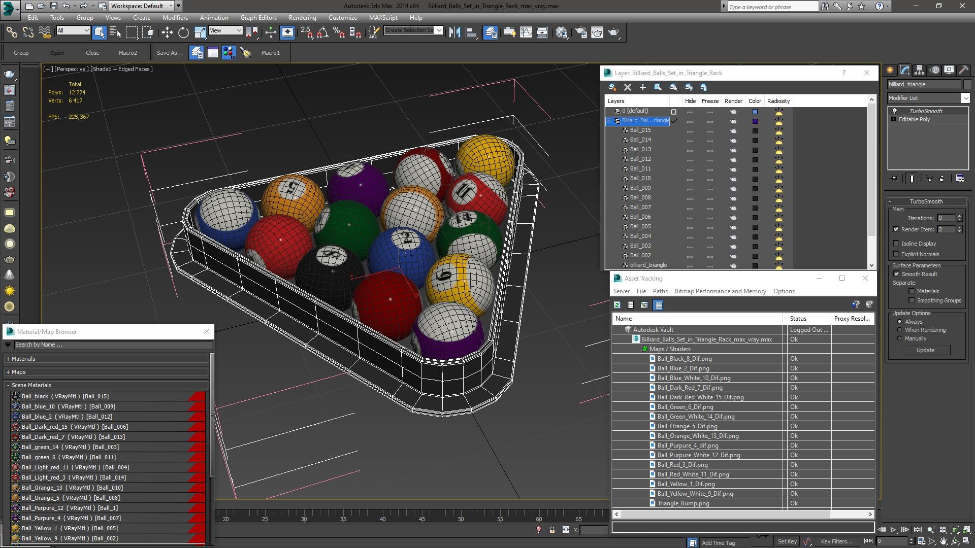 Billiard Balls Set In Triangle Rack 3D Model - TurboSquid 2250517