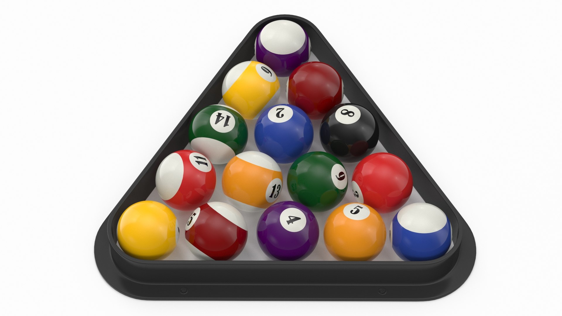Billiard Balls Set In Triangle Rack 3D Model - TurboSquid 2250517