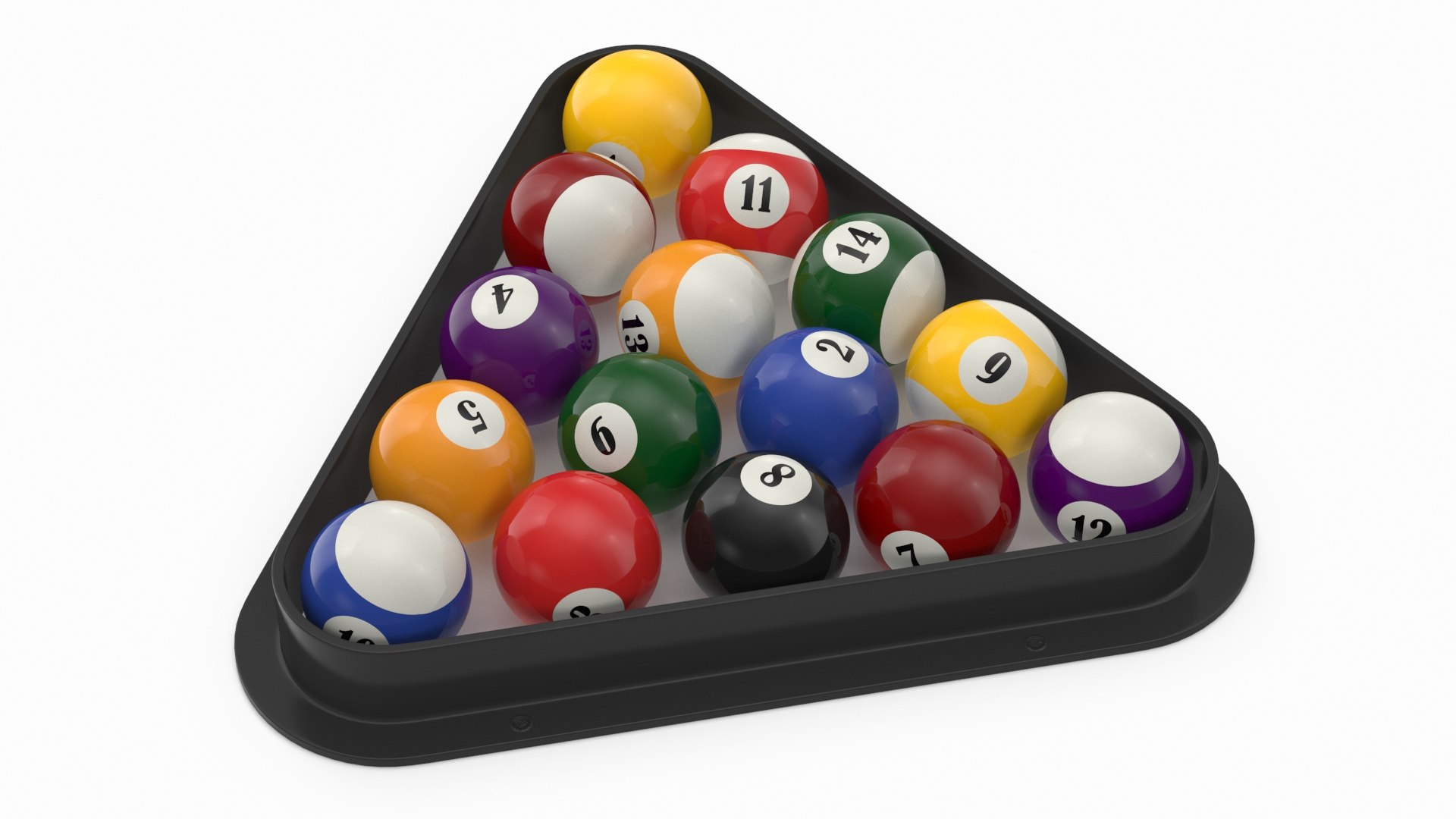 Billiard Balls Set In Triangle Rack 3D Model - TurboSquid 2250517