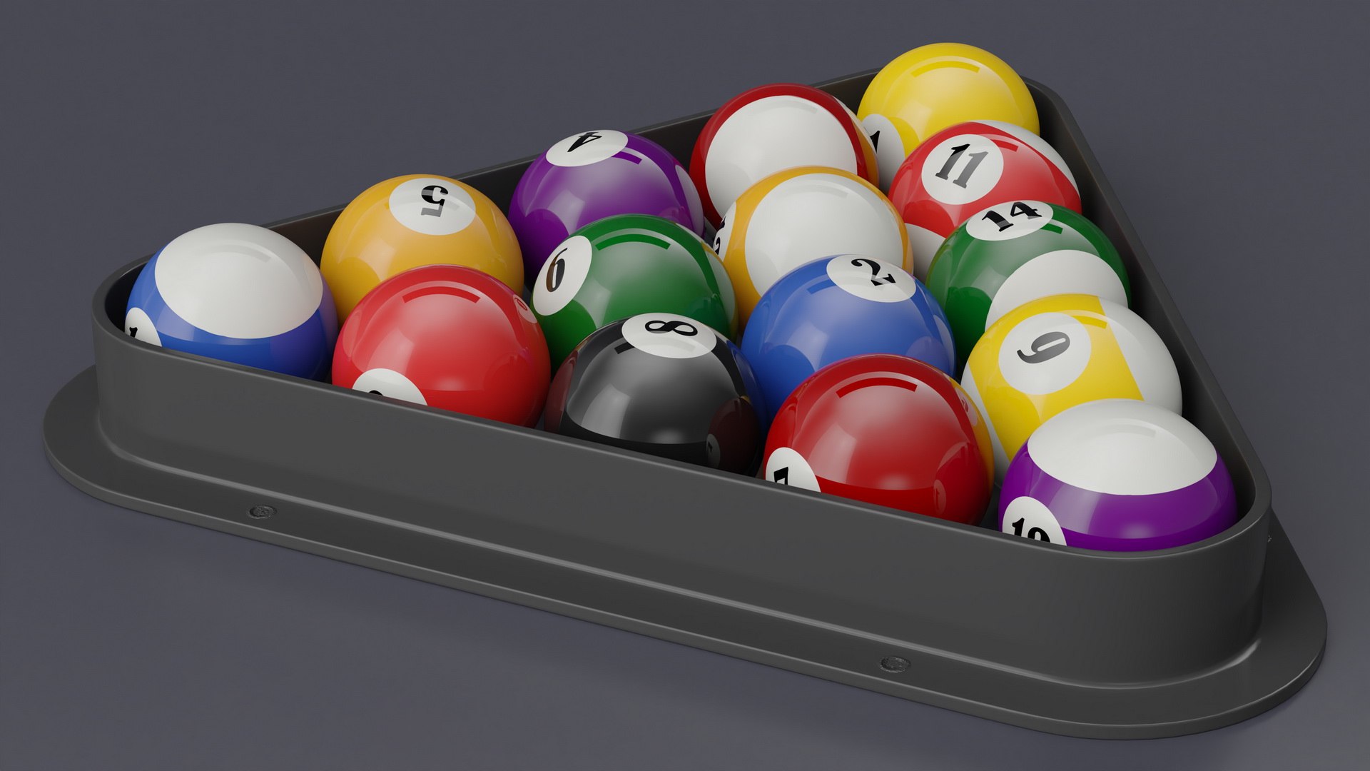 Billiard Balls Set In Triangle Rack 3D Model - TurboSquid 2250517