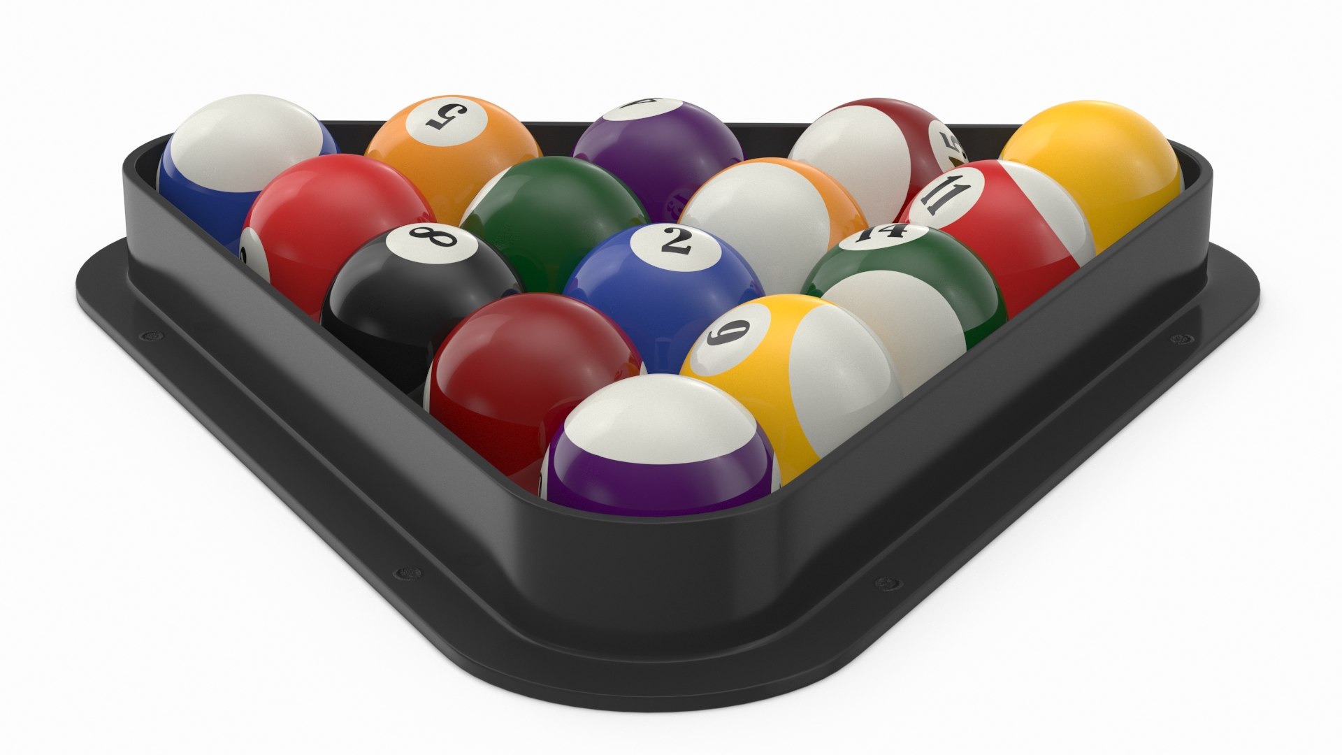 Billiard Balls Set In Triangle Rack 3D Model - TurboSquid 2250517