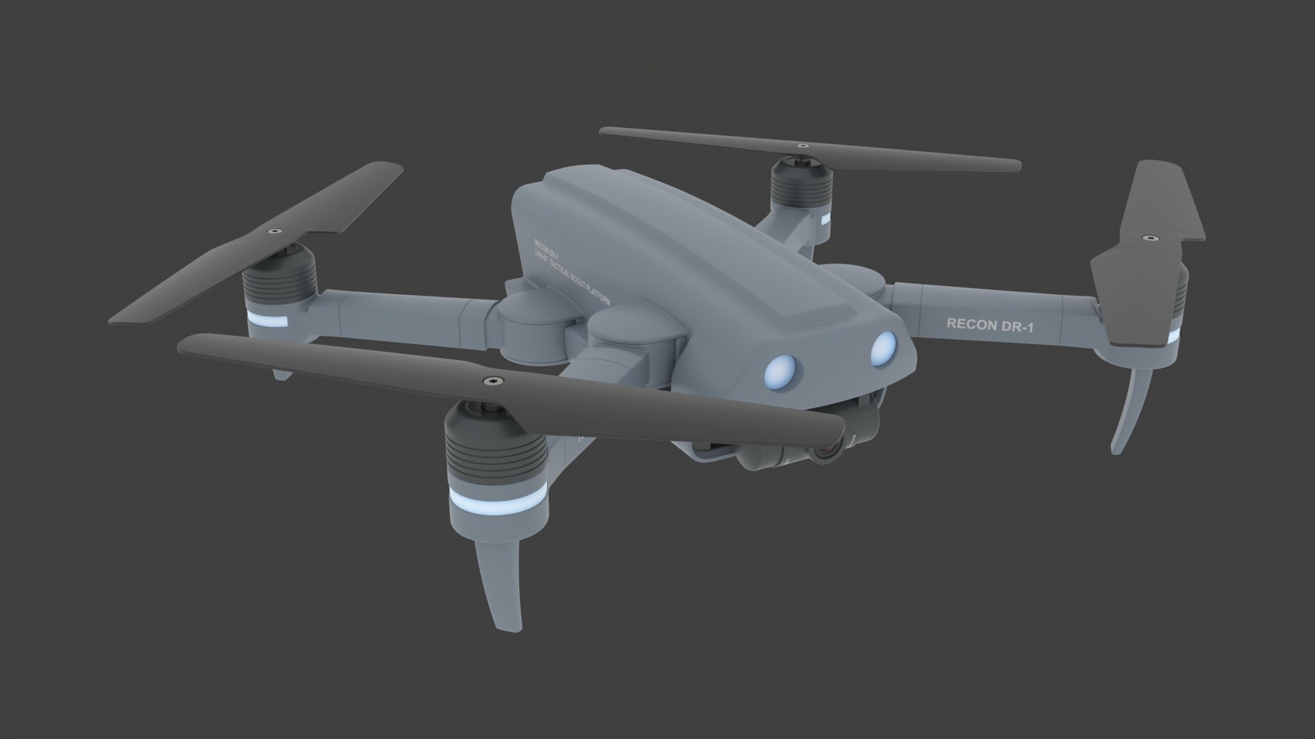 Recon Drone DR-1 model https://p.turbosquid.com/ts-thumb/uK/YVaI8S/a2/recon_drone_preview_03_dark/jpg/1760518054/1920x1080/fit_q87/b09d34a07c2aa42dc36d5cb42e173d7fd57b83e1/recon_drone_preview_03_dark.jpg