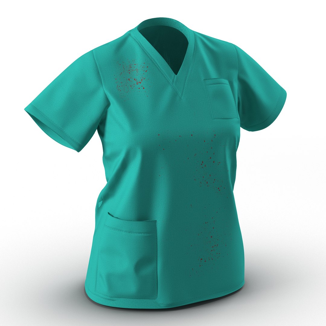 Female Surgeon Dress 9 with Blood 3D Model 3D model preview
