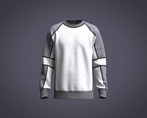 3D Mens cut and sew sweatshirt with black bonding model