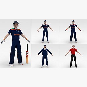 Cricket Players Blue Dress Collection 3D model