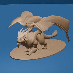 Crouching Winged Dragon High Detail Fantasy 3D
