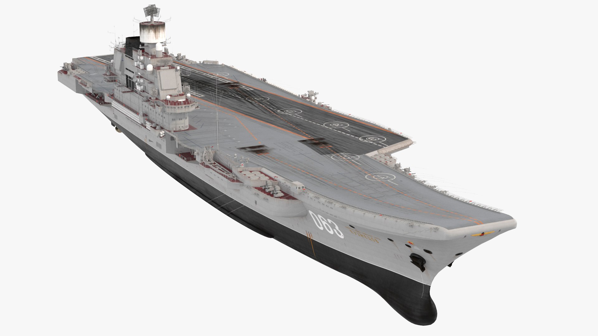 Russian Aircraft Carrier Warship Kuznetsov Rigged 3D model preview