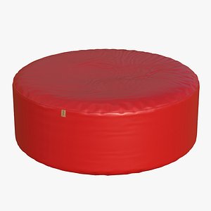 3D model Red Realistic Leather Sofa