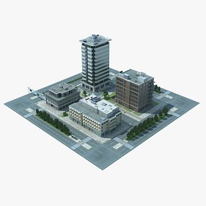 city block scene cityscape max