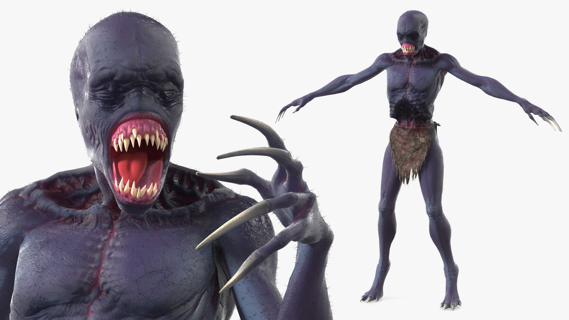 Scary Creature Fur Rigged 3D model preview