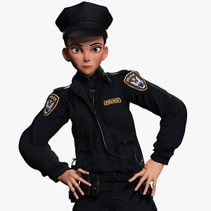3D Toon Police woman 3D Character Female Law Enforcement
