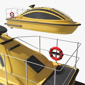 Compact Cabin Motorboat with Rear Deck Yellow and Black model