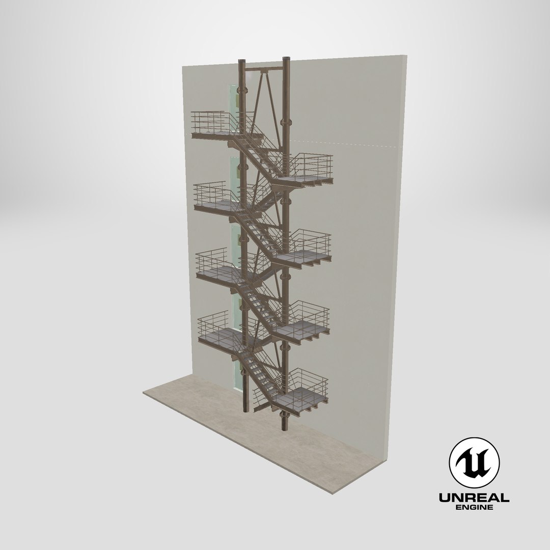 3D Fire Escape with House Wall https://p.turbosquid.com/ts-thumb/uL/F4fo9l/Nq/stemcell_unreal_render/png/1727450925/1920x1080/fit_q87/137752f09f46614a6eda74db56e4d0febeafadc2/stemcell_unreal_render.jpg