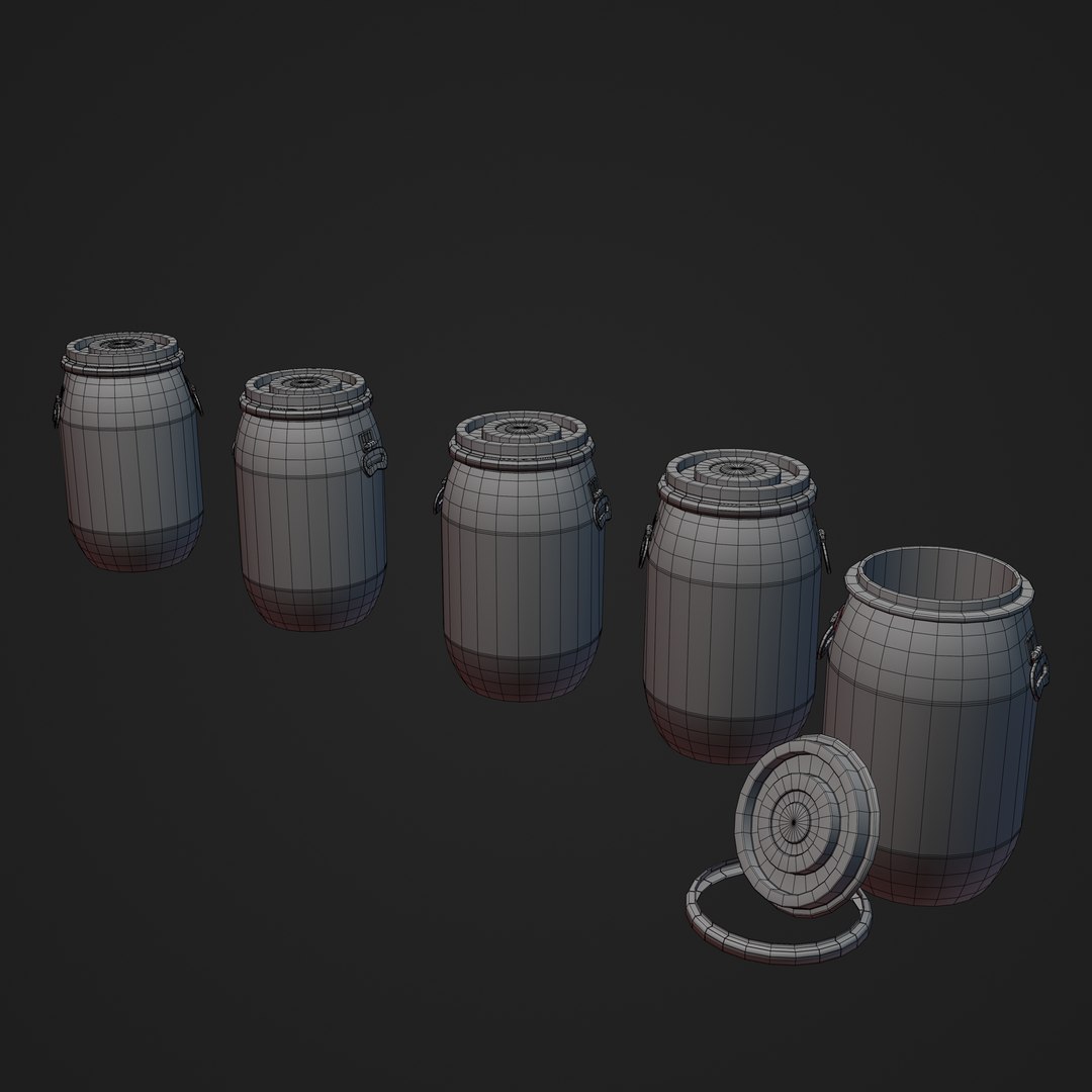 3D Model Low Poly Game Ready Plastic Barrel - TurboSquid 2031404