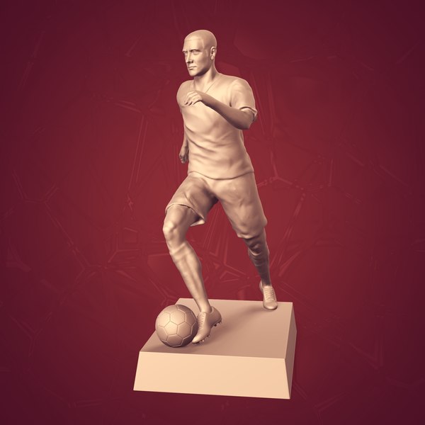 3D soccer player statue