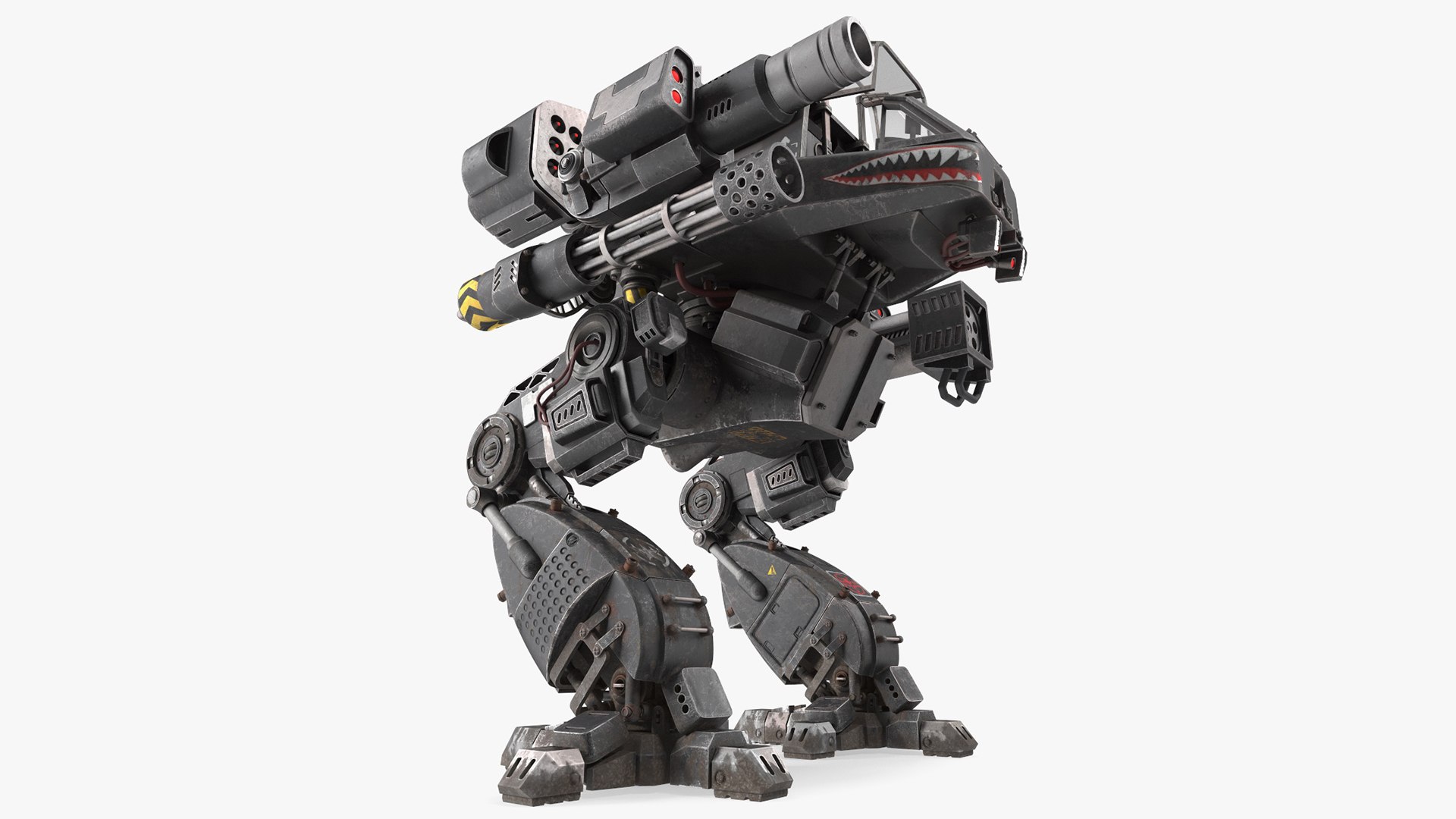Shabby Military Robot Empty Black 3D model preview