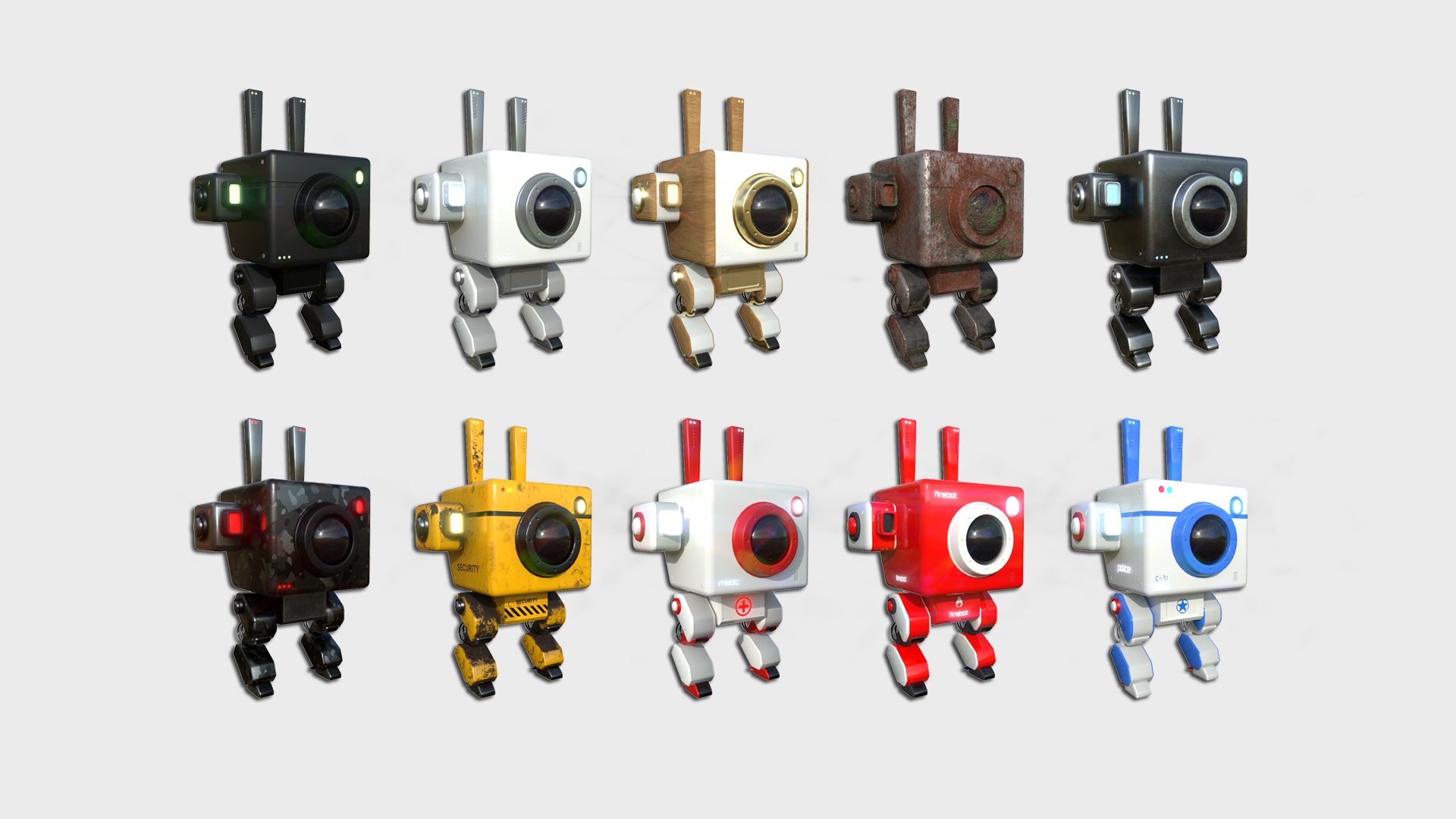 3D 10 Robot Collection - Sentinel Character SciFi Design https://p.turbosquid.com/ts-thumb/uL/iAsOT5/mr/collect/png/1641405836/1920x1080/fit_q87/e1ee4f52dbc1c2feba8e110fe019f0c54d293101/collect.jpg