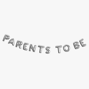 Foil Baloon Words Parents to be Silver 3D model