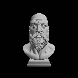 Man with Calm Expression Bust 3D Print Model Serene Portrait Sculpture