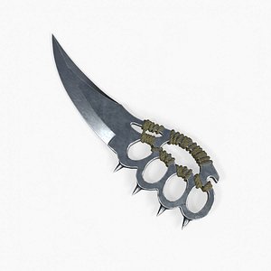 Post-apocalyptic Brass Knuckles Knife Low-poly