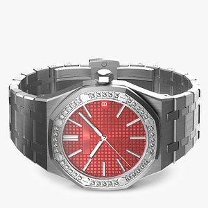 Luxury Royal Watch Red Stainless Steel Diamond-Set Chronograph 3D model