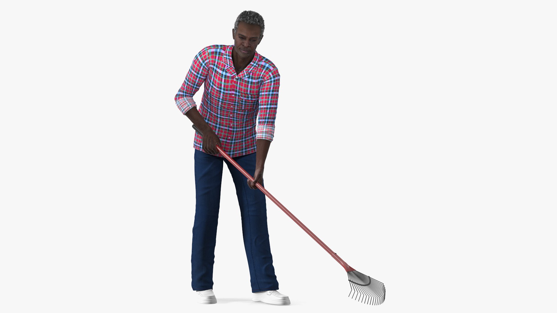 Gardener Afro American Old Gentleman Working 3D model preview
