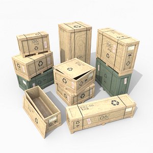 Customizable Wooden Crate Set - Stylized Props