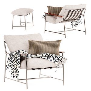 3D Vail lounge arm chair and foot stool model