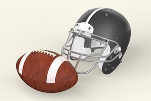 3D American Football Helmet and Ball