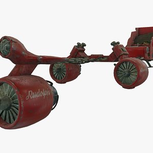 Low Poly Dieselpunk Santa Sleigh With PBR Materials