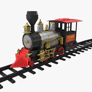 toy train locomotive rails 3D