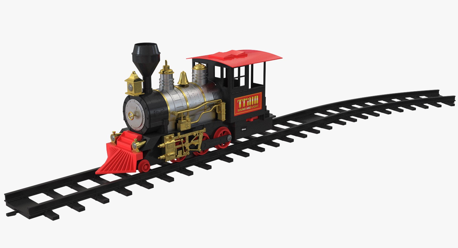 Toy Train Locomotive with Rails 3D Model 3D model preview