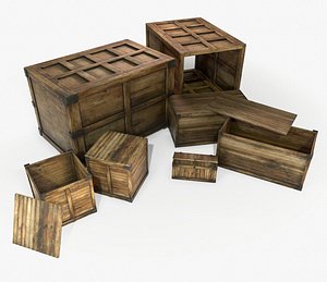3d model ready retro wooden crate