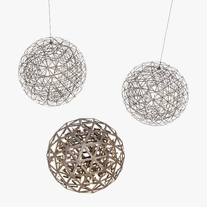 Modern Metal Mesh Pendant and Sphere Chandelier Pack 3D
