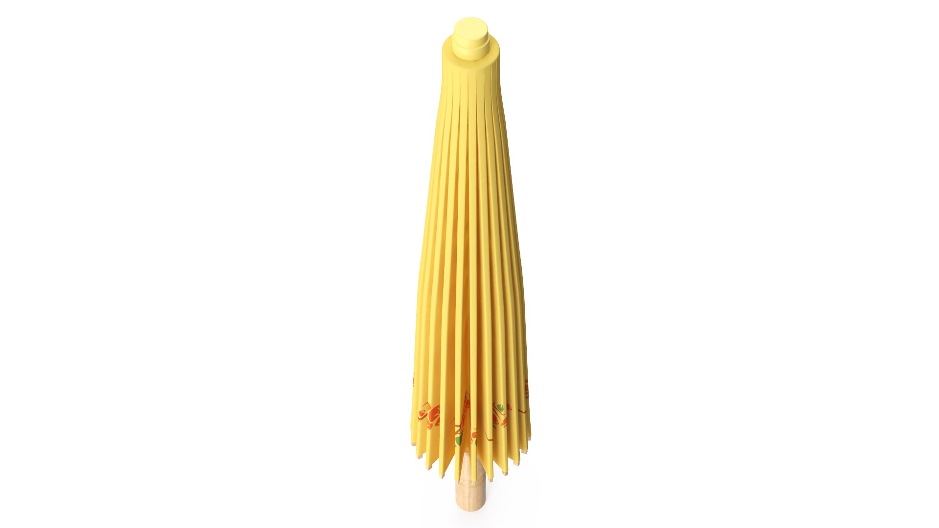 Chinese Traditional Ancient Umbrella Closed 3D model preview