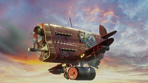 3D Stylized military aircraft PBR HighPoly ready to play 3D model
