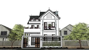 Simple European single family villa 3D model