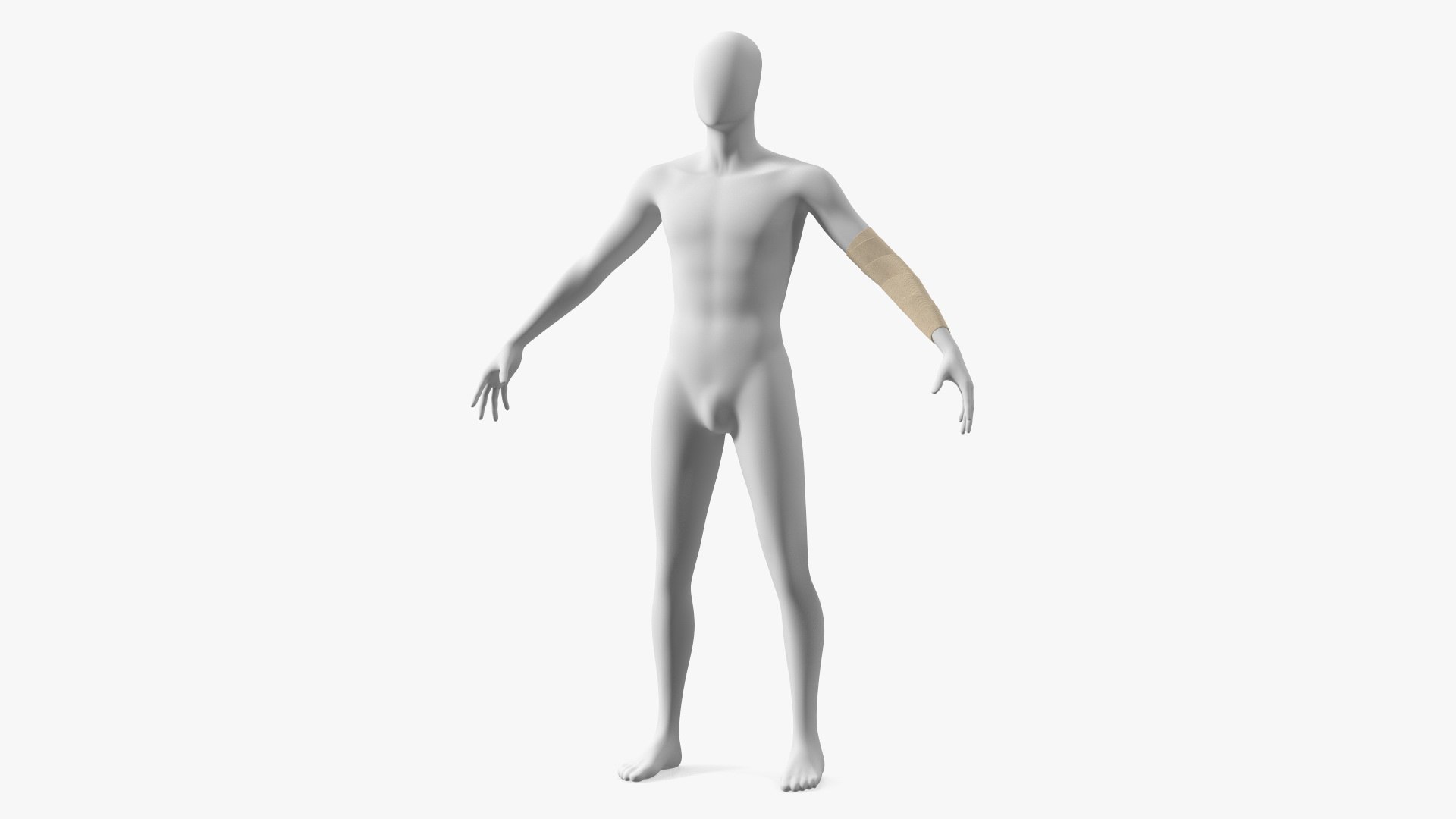 Elastic Bandage Beige with Clamps Wrapped Around Hand on Mannequin 3D model preview
